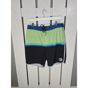 Rip Curl Men's‎ Swim Green Blue Board Shorts Size 32 Pool Travel Vacation